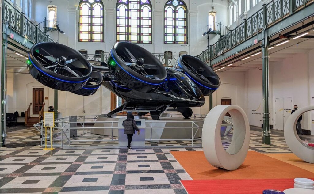 The Futures Exhibit at the recently opened Smithsonian Arts and Industries building has a fricken' flying car!