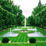 The formal lawn at Longwood Gardens contains five fountains.